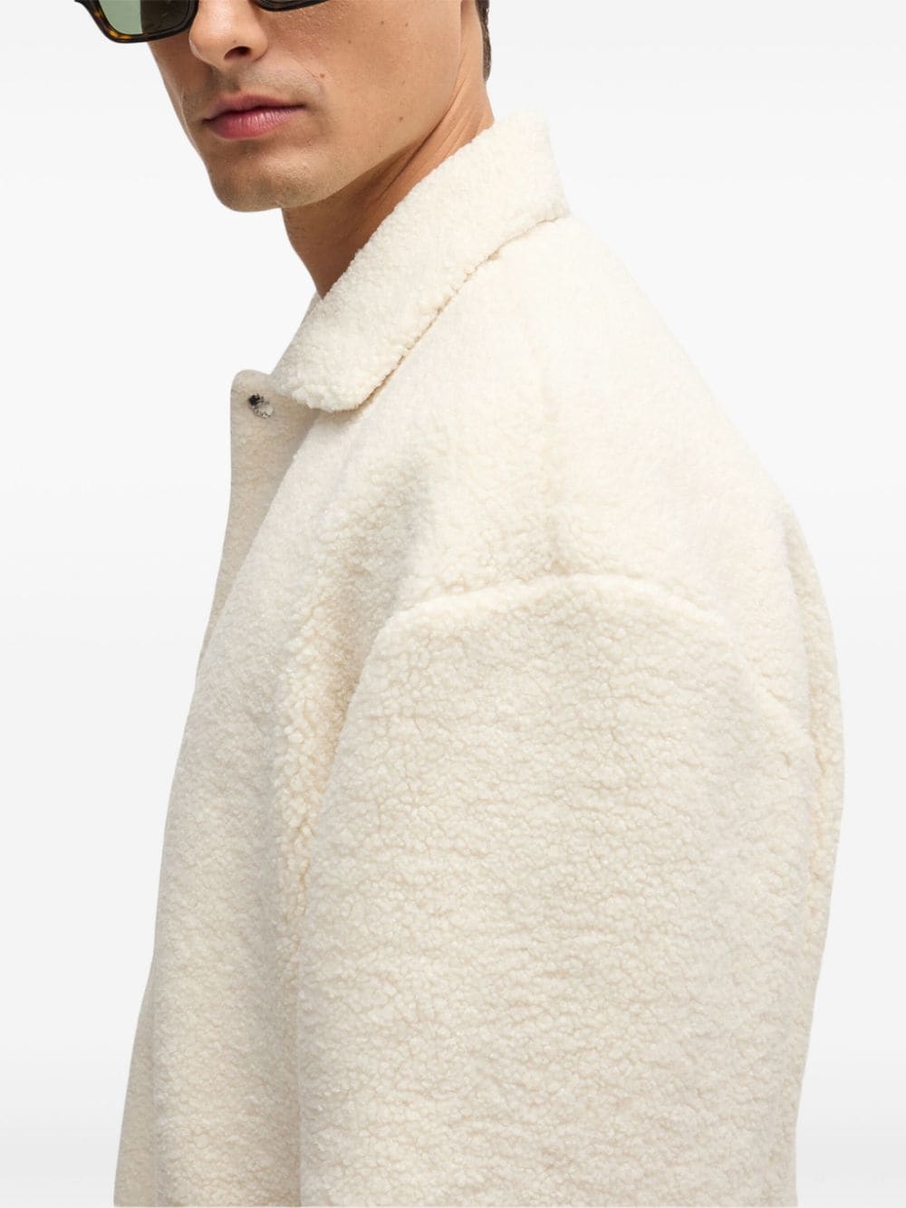 Shop Hugo Boss Faux-shearling Jacket In Neutrals