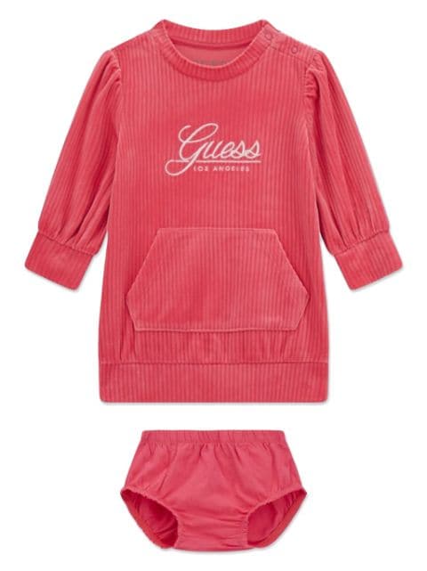 guess kids logo-embroidered dress