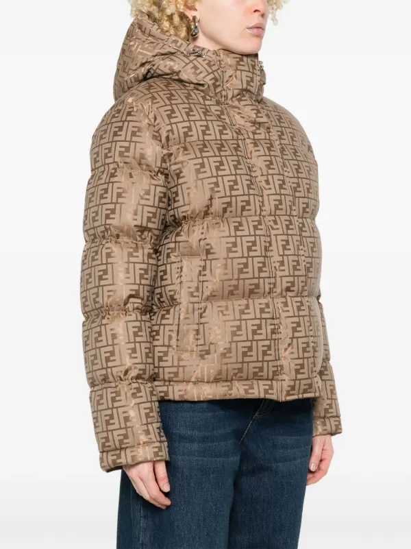 FENDI FF logo Padded Jacket Brown FARFETCH IE