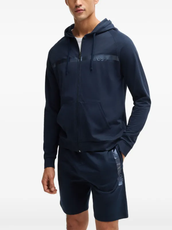 パーカー・フーディ Boss Sweatshirt With Logo BOSS logo-print Cotton Hoodie | Blue | FARFETCH