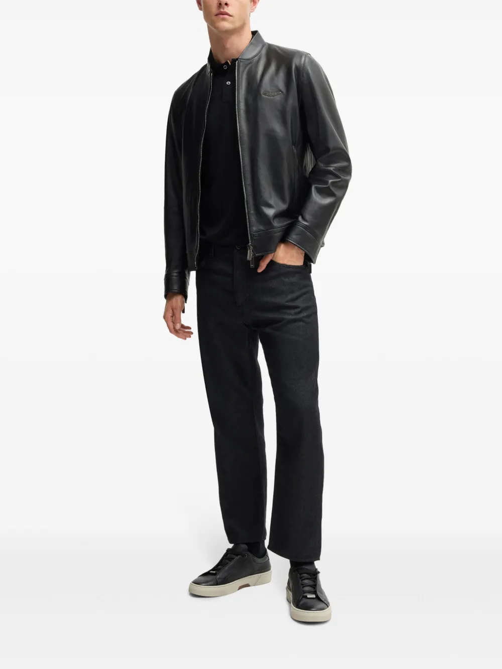 BOSS x ASTON MARTIN leren jack - Zwart