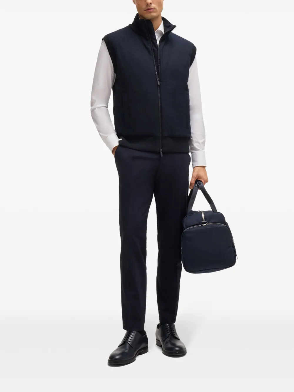 BOSS Gilet met rits - Blauw