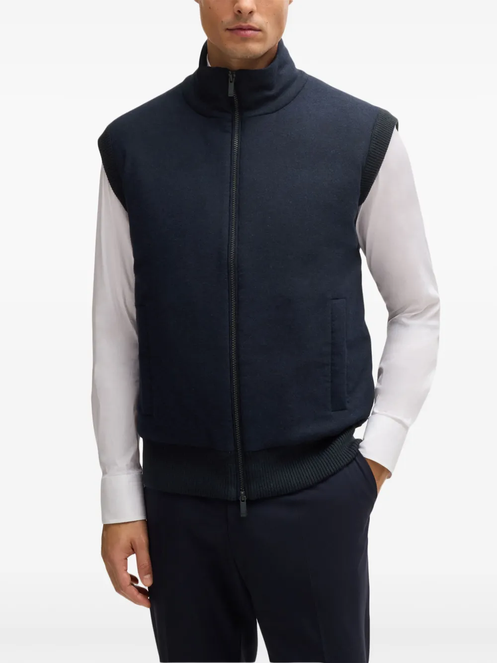 BOSS Gilet met rits Blauw