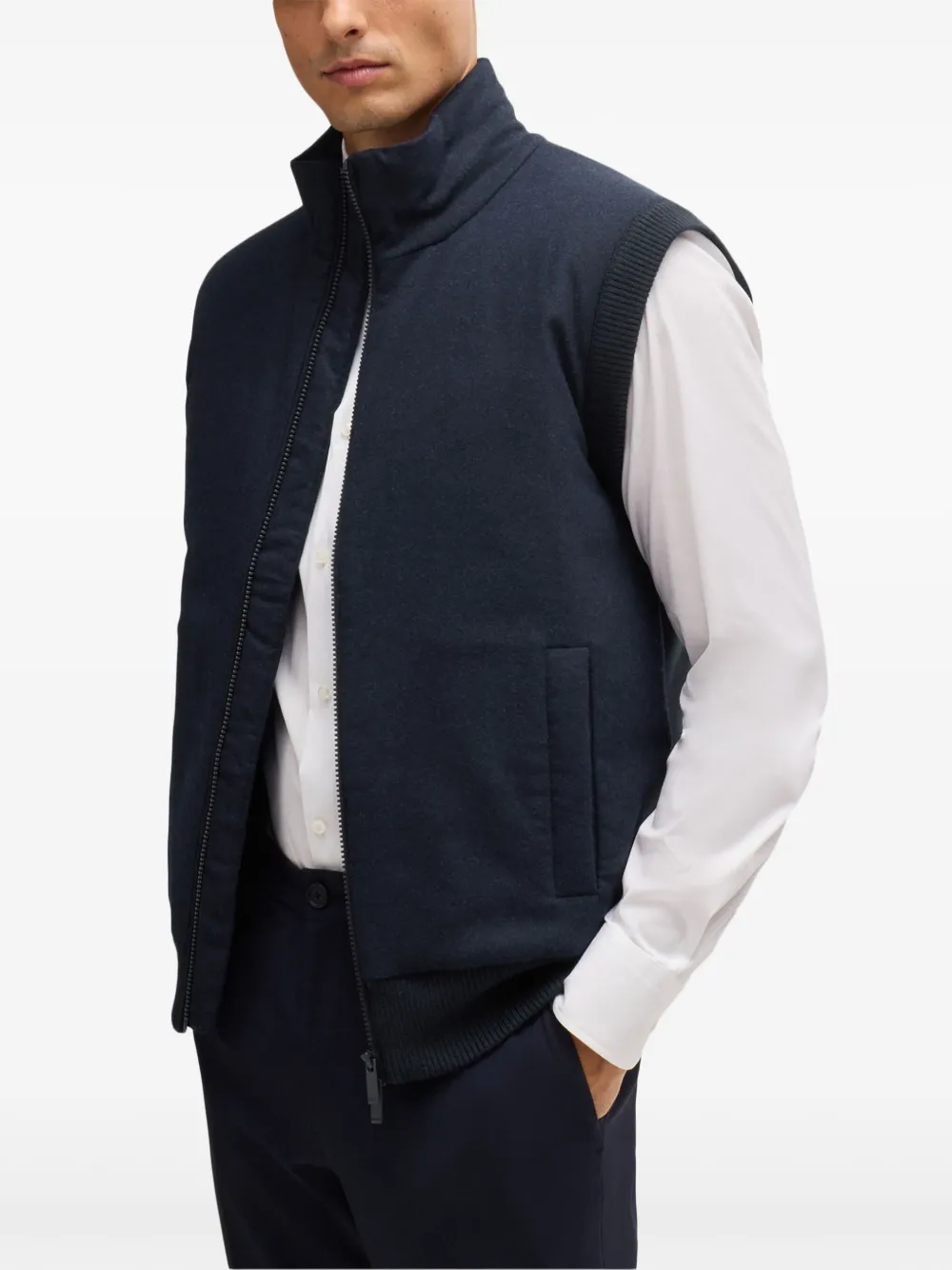 BOSS Gilet met rits Blauw