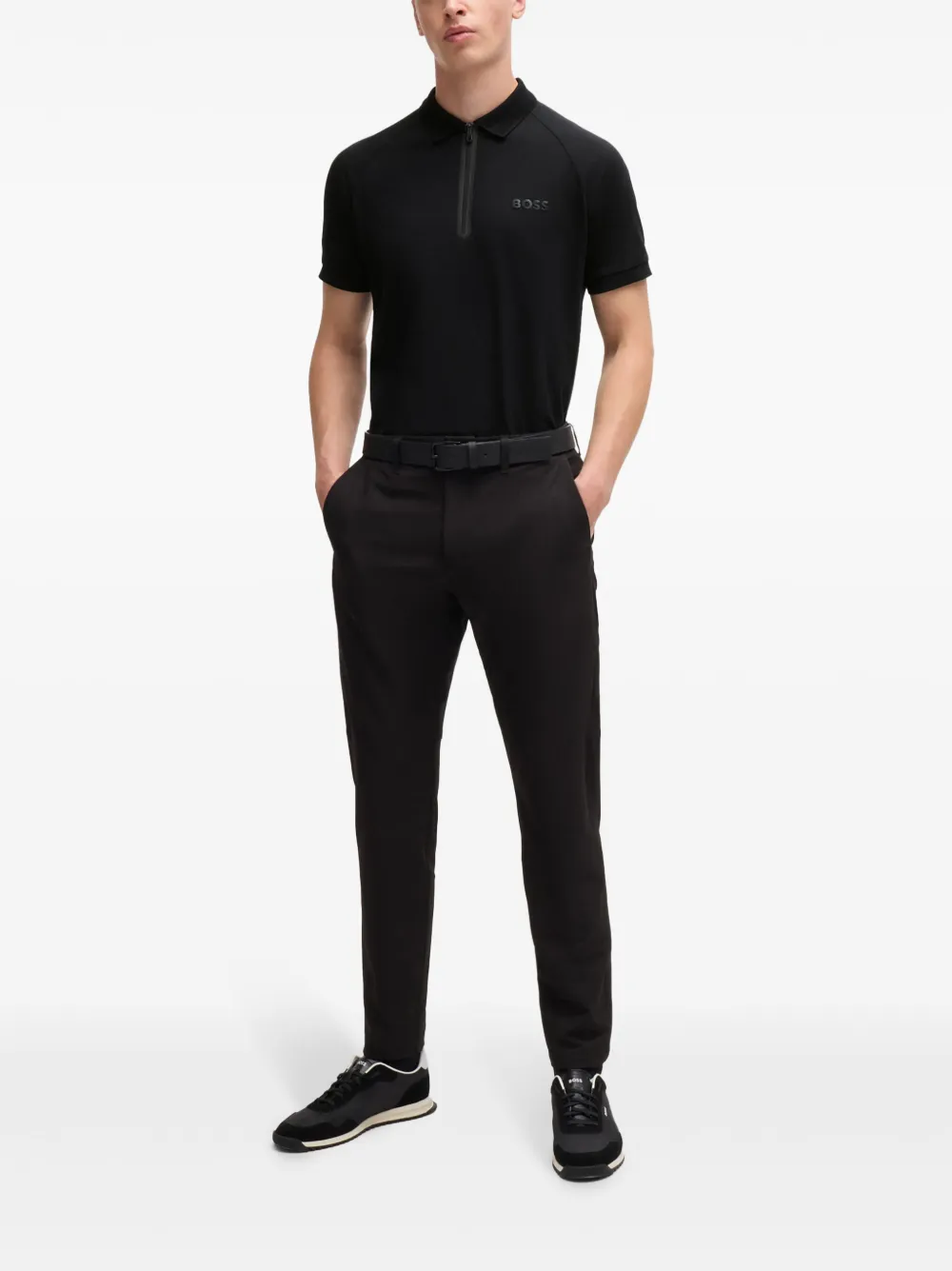 BOSS Poloshirt met logo-applicatie - Zwart