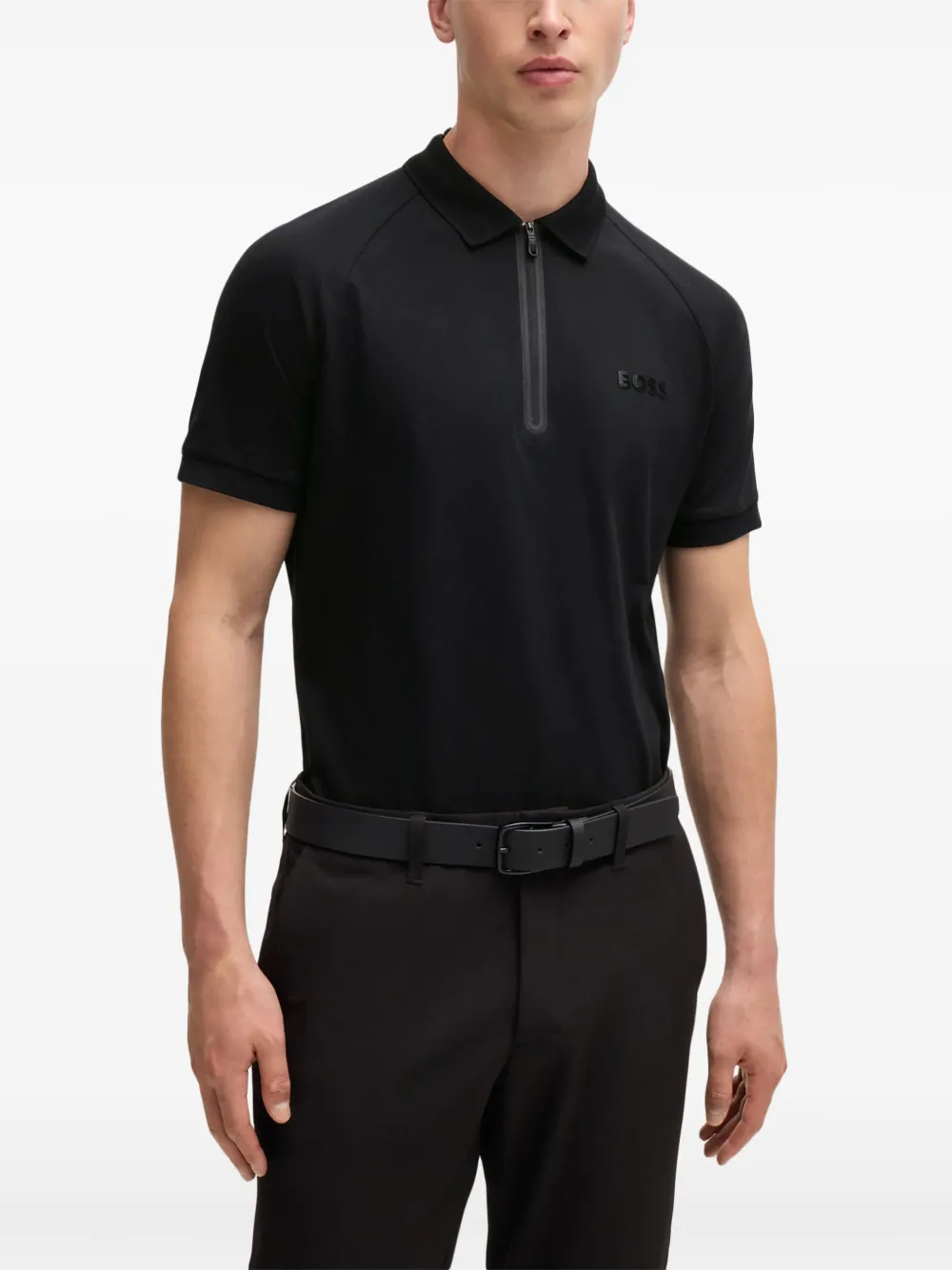 BOSS Poloshirt met logo-applicatie Zwart