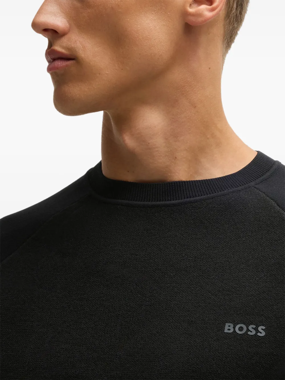 BOSS Sweater met rubberen logo Zwart