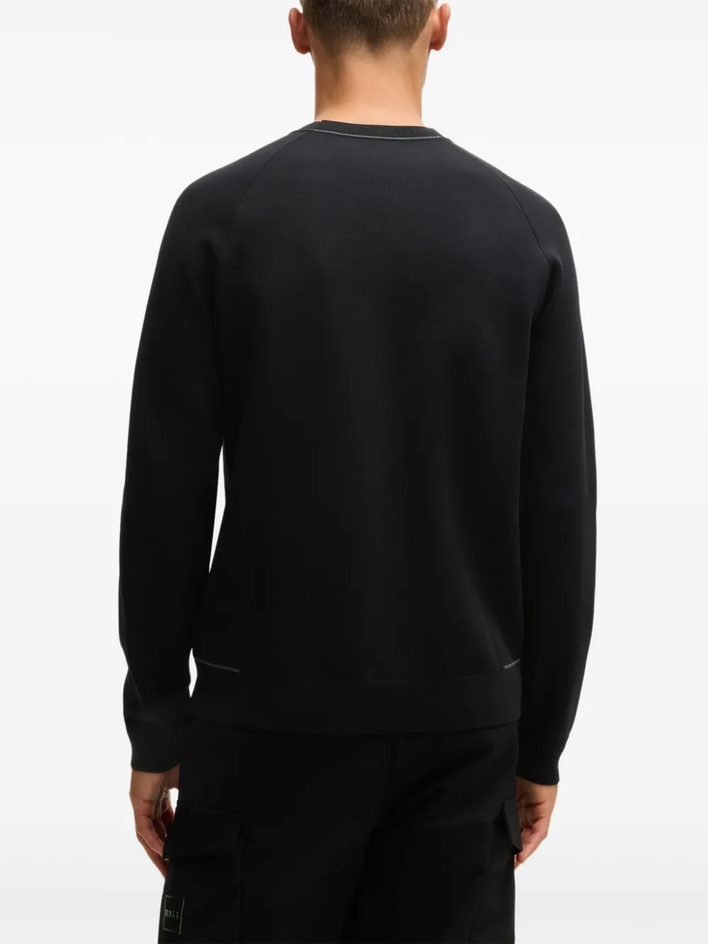 BOSS Sweater met rubberen logo Zwart