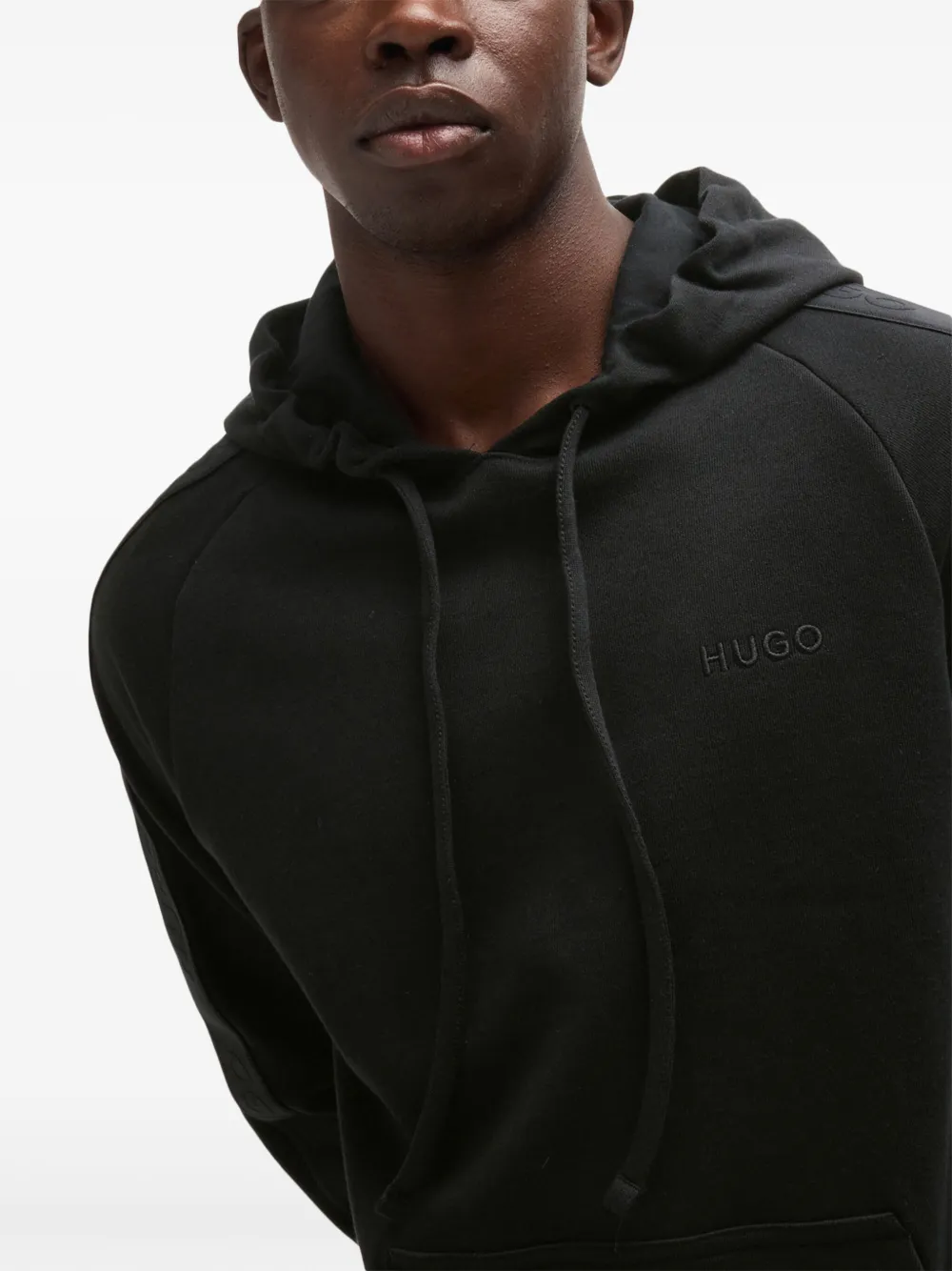 HUGO Hoodie met geborduurd logo Zwart