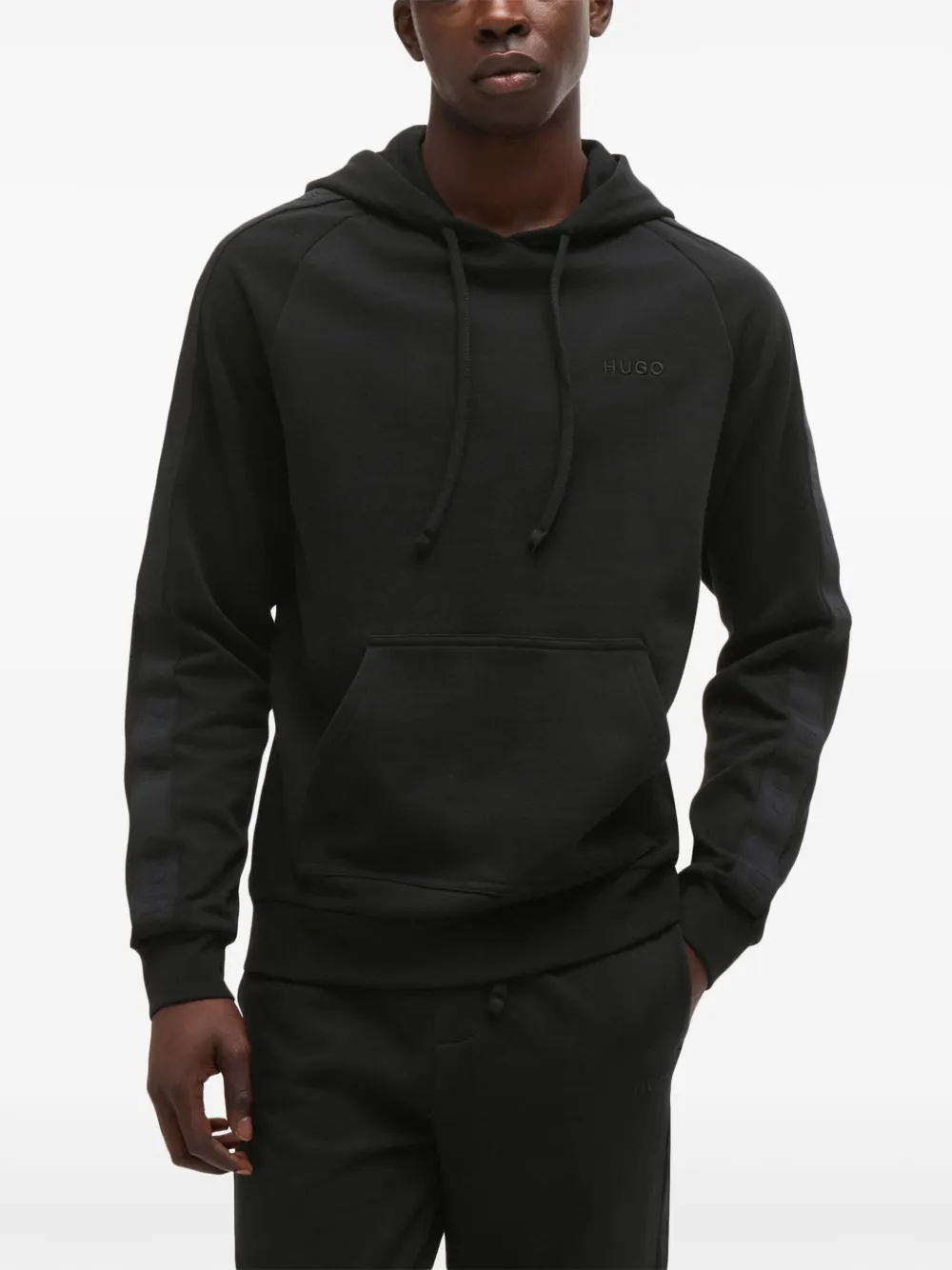 HUGO Hoodie met geborduurd logo Zwart