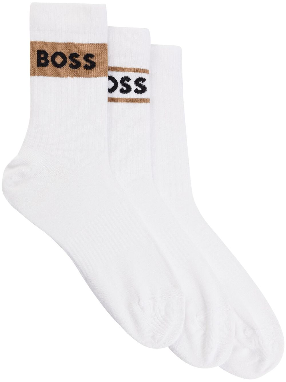 BOSS logo-intarsia socks (set of three) - White