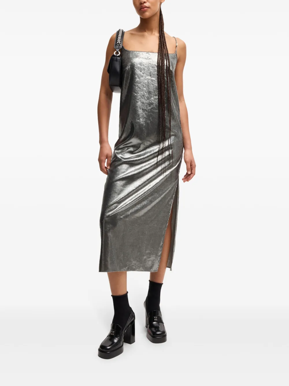 HUGO Midi-jurk met open rug - Groen