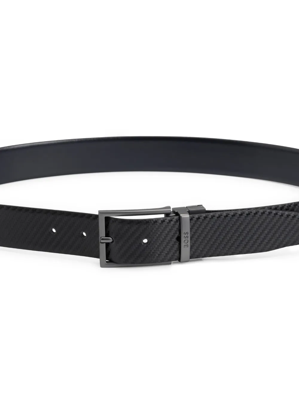 BOSS Leren riem Zwart