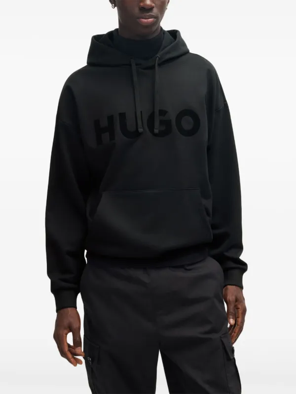 HUGO///ロゴ デザイン スウェット パーカー HUGO logo-print Hoodie | Black | FARFETCH