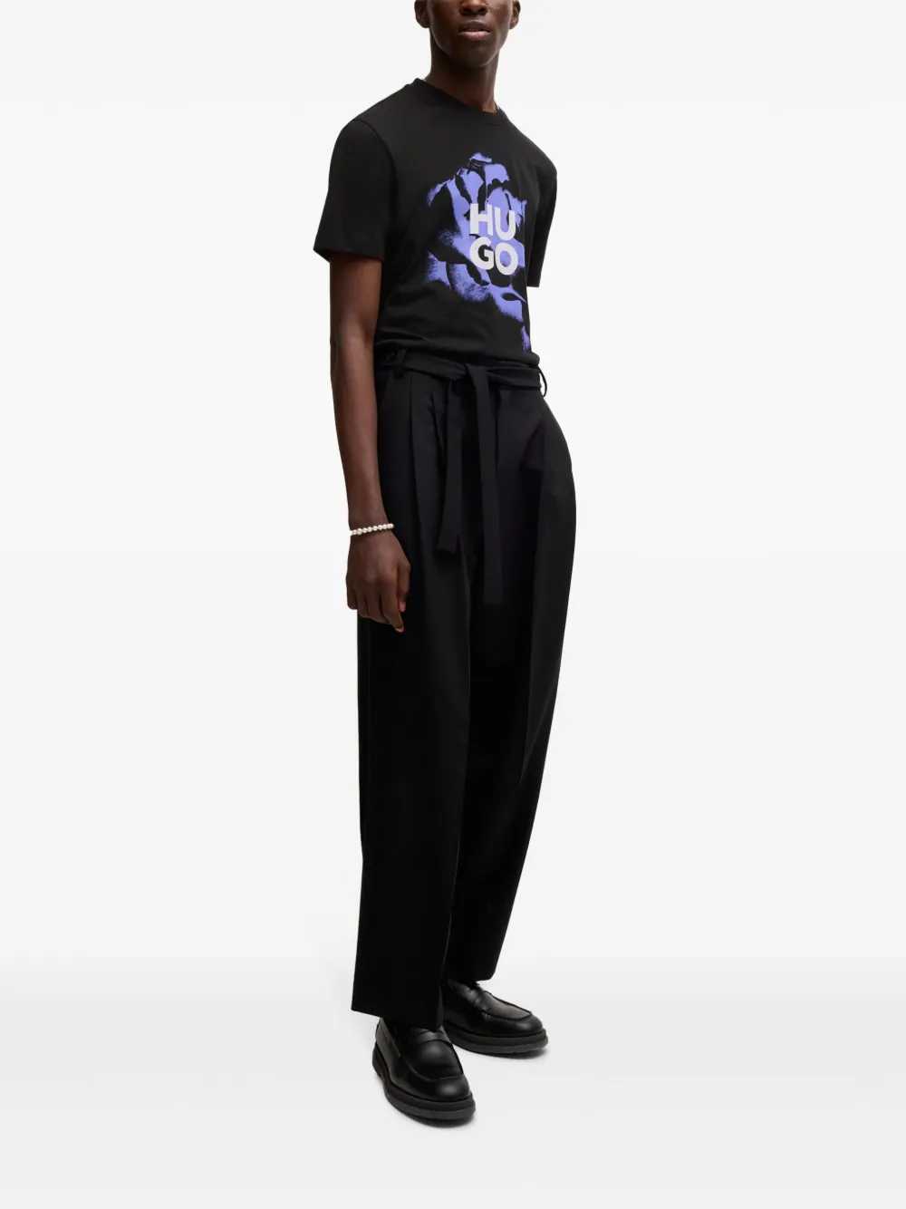 HUGO T-shirt met logoprint - Zwart