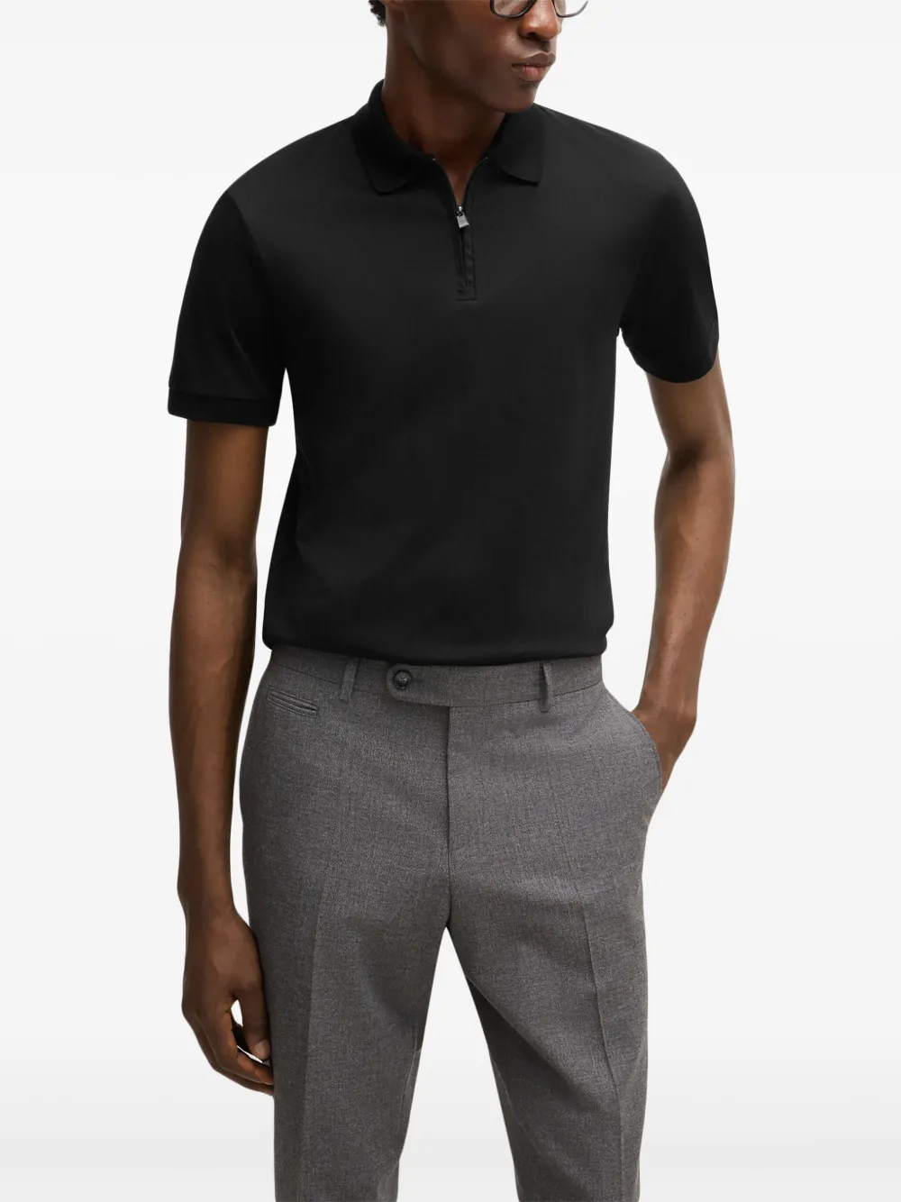 BOSS Katoenen poloshirt Zwart
