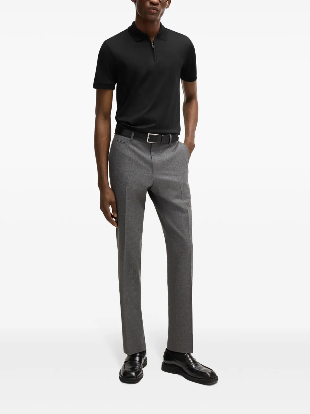 BOSS Katoenen poloshirt - Zwart