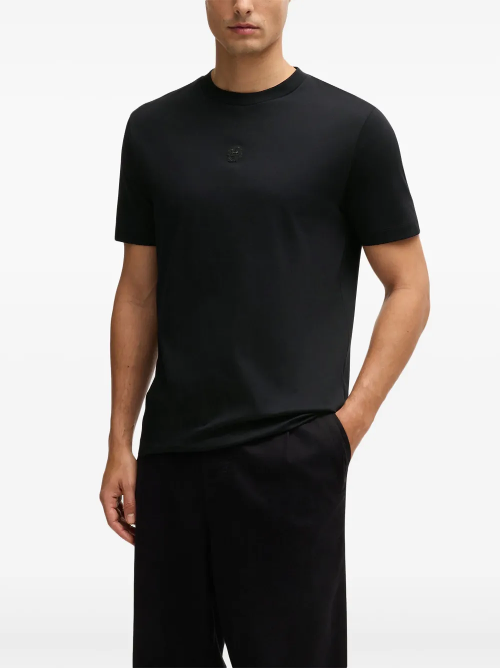 BOSS Katoenen T-shirt Zwart