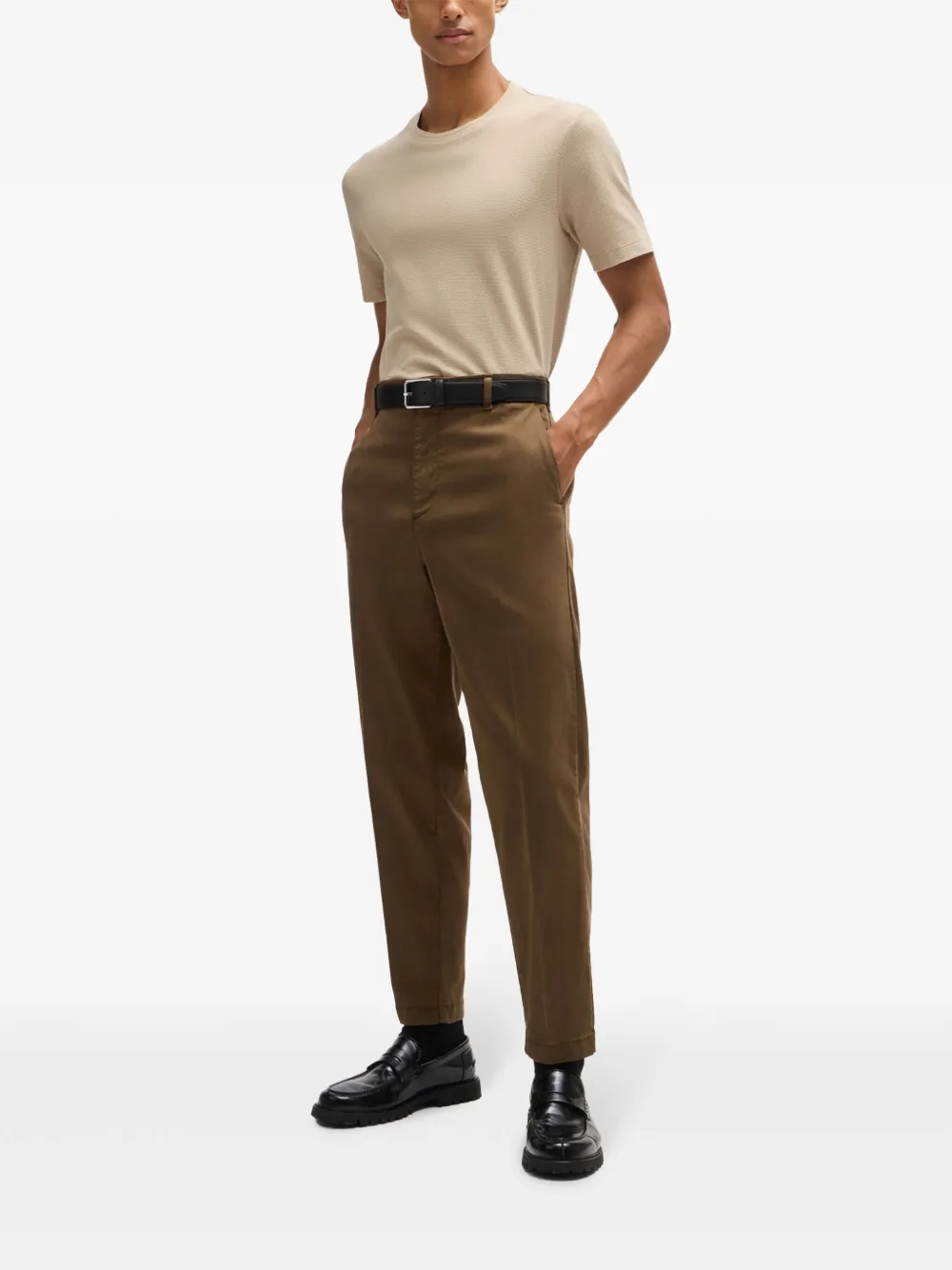 BOSS T-shirt met ronde hals - Beige