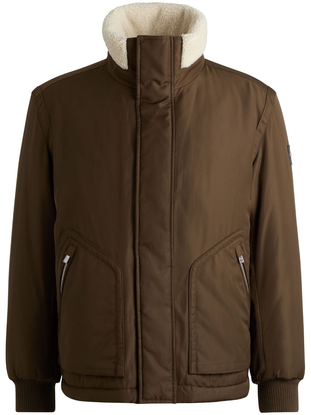 BOSS logo patch detailing jacket - Brown