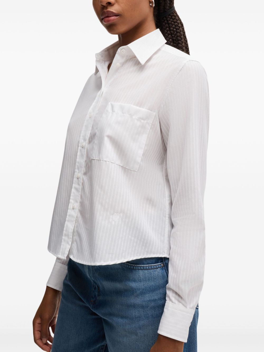 Shop Hugo Boss Striped Cotton Shirt In White