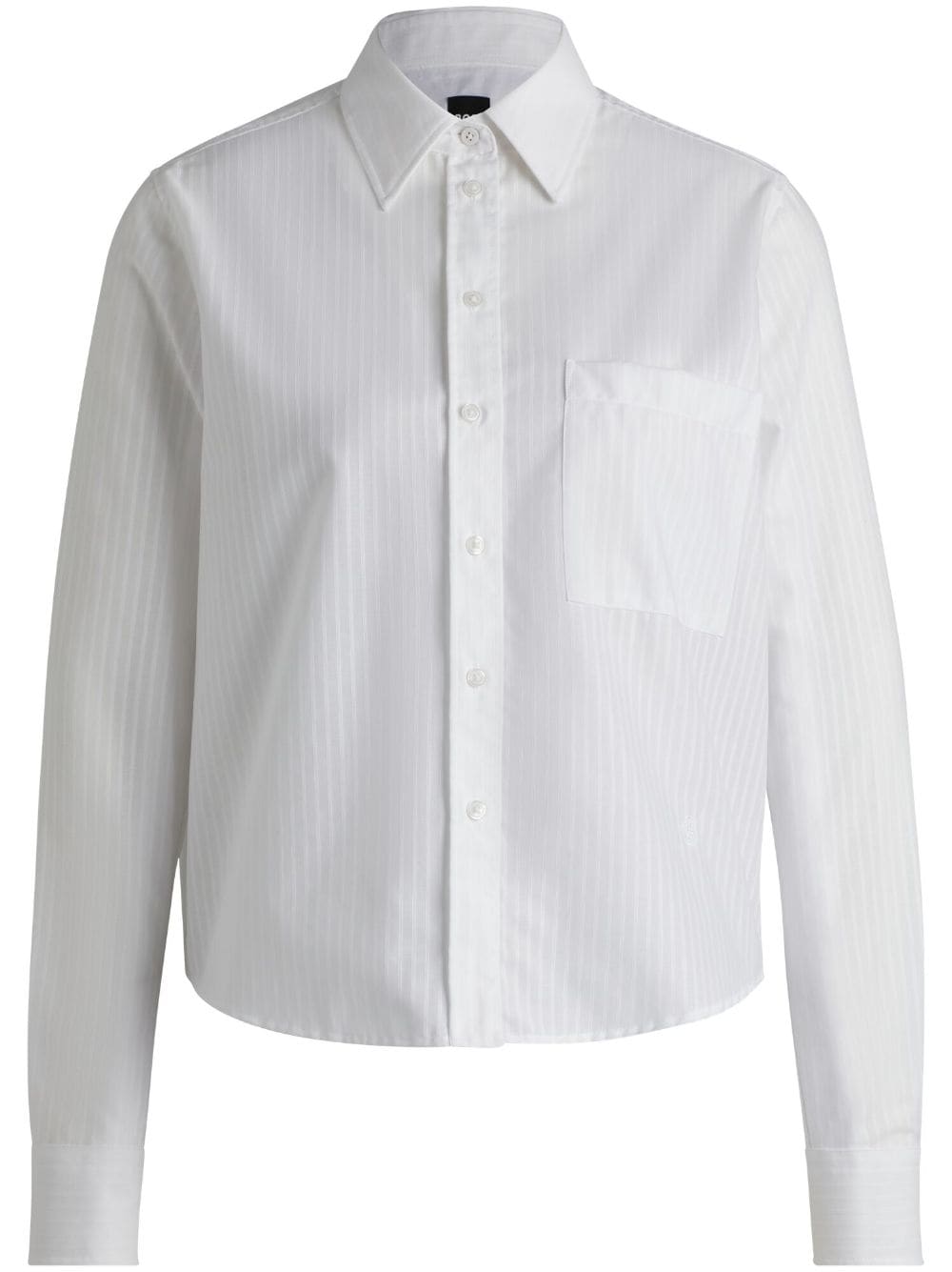 Shop Hugo Boss Striped Cotton Shirt In White