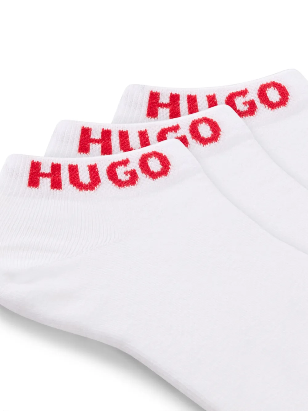 HUGO Drie paar sokken met logo-jacquard Wit