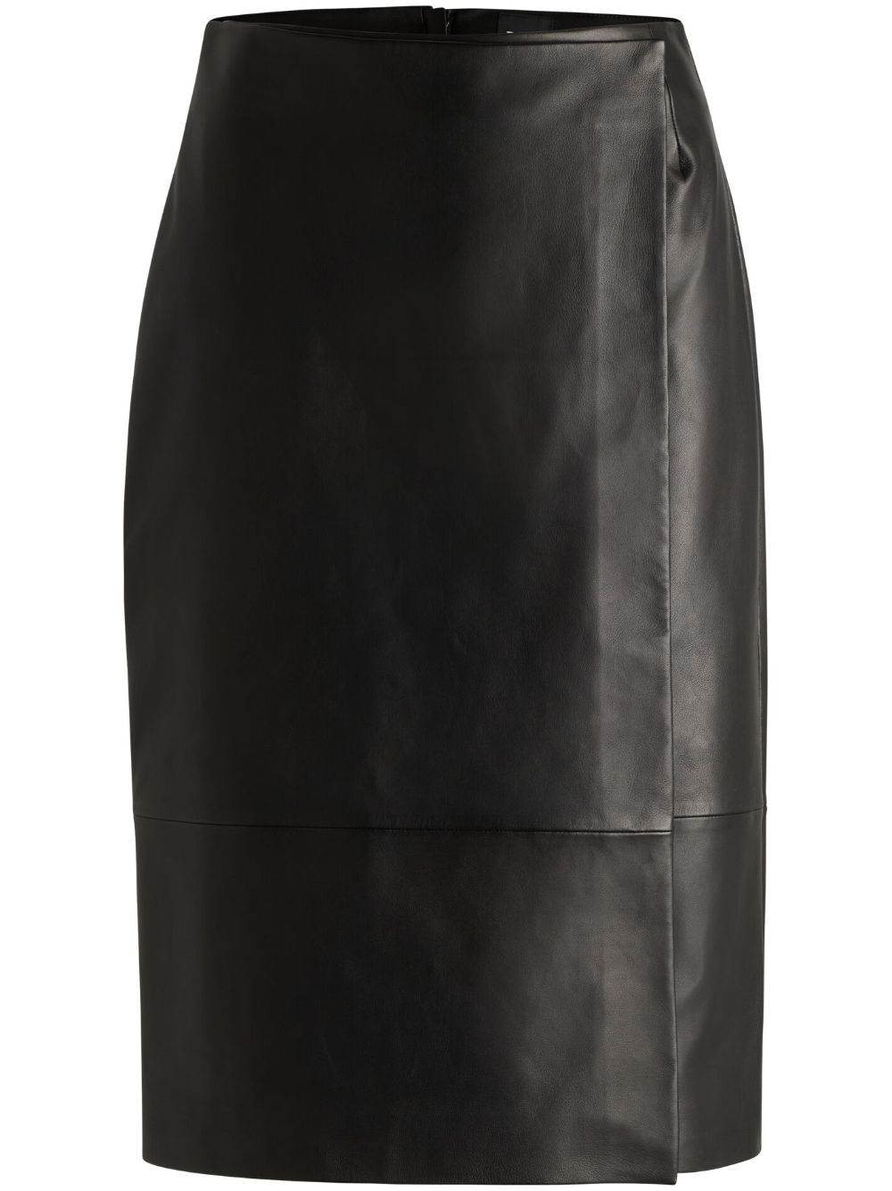 Shop Hugo Boss Leather Wrap Skirt In Black