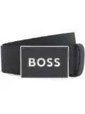 BOSS logo-lettering leather belt - Black