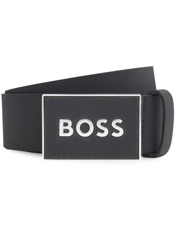 Cintura reversibile in pelle italiana con fibbia con ... - BOSS