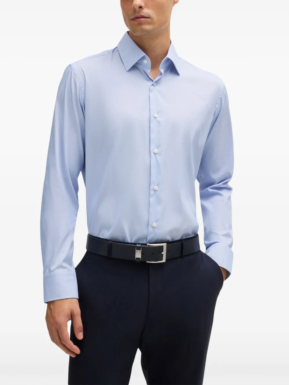 BOSS Gestreept overhemd Blauw