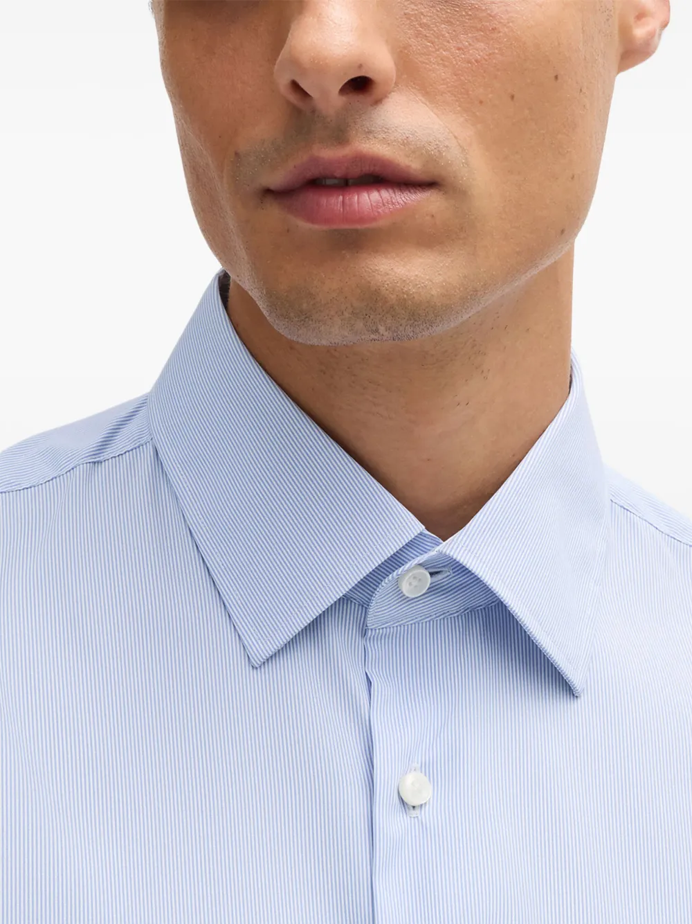 BOSS Gestreept overhemd Blauw