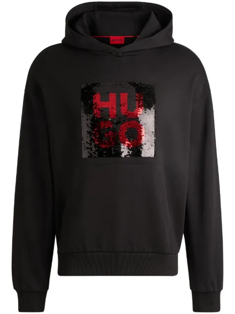 HUGO Moletom de algodão com capuz e logo