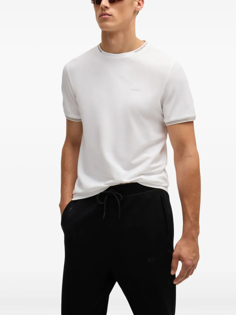 BOSS T-shirt met afwerking Wit
