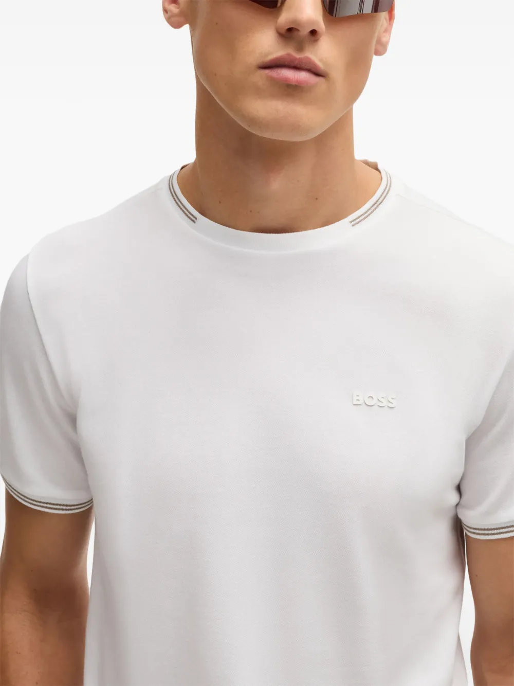 BOSS T-shirt met afwerking Wit
