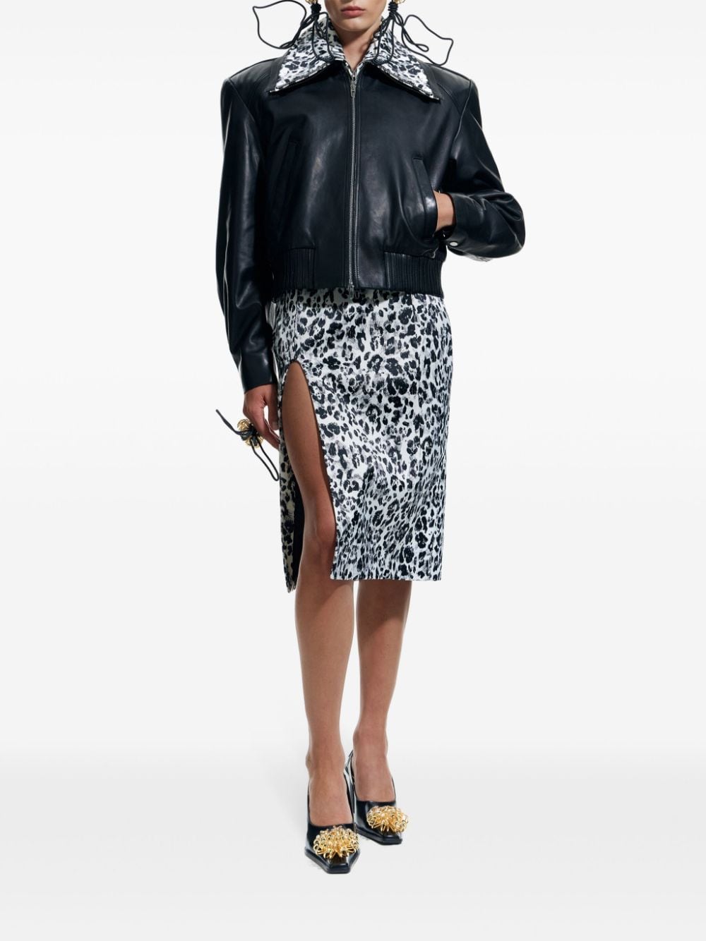 Bimba y Lola cropped leather jacket - Zwart