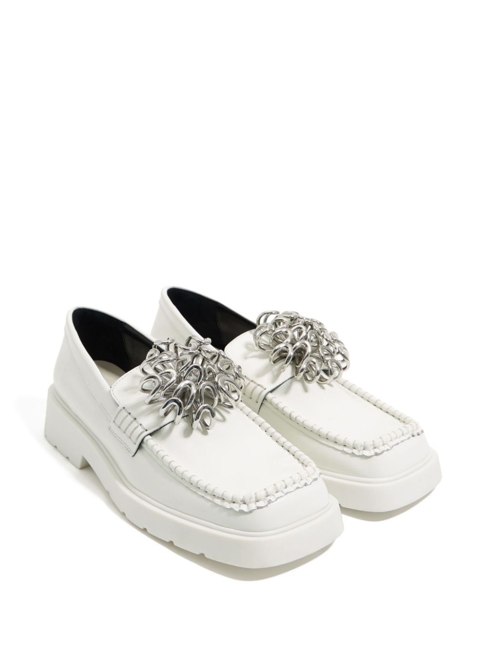 Bimba y Lola polished leather loafers White