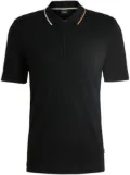 BOSS half-zip interlock-weave polo shirt - Black