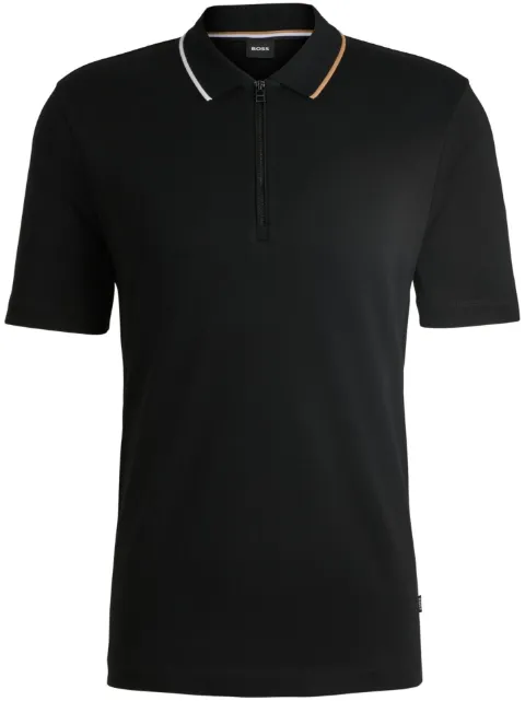 BOSS half-zip interlock-weave polo shirt