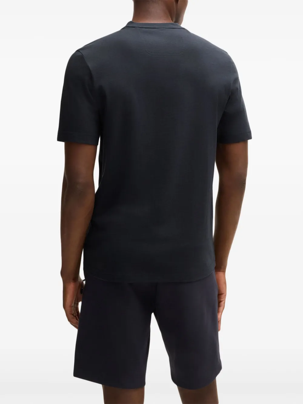 BOSS Katoenen T-shirt met logopatch Blauw