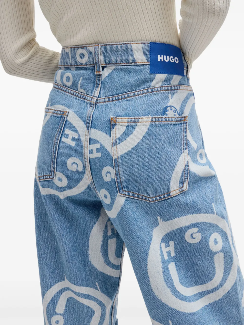HUGO Jeans met grafische print Blauw