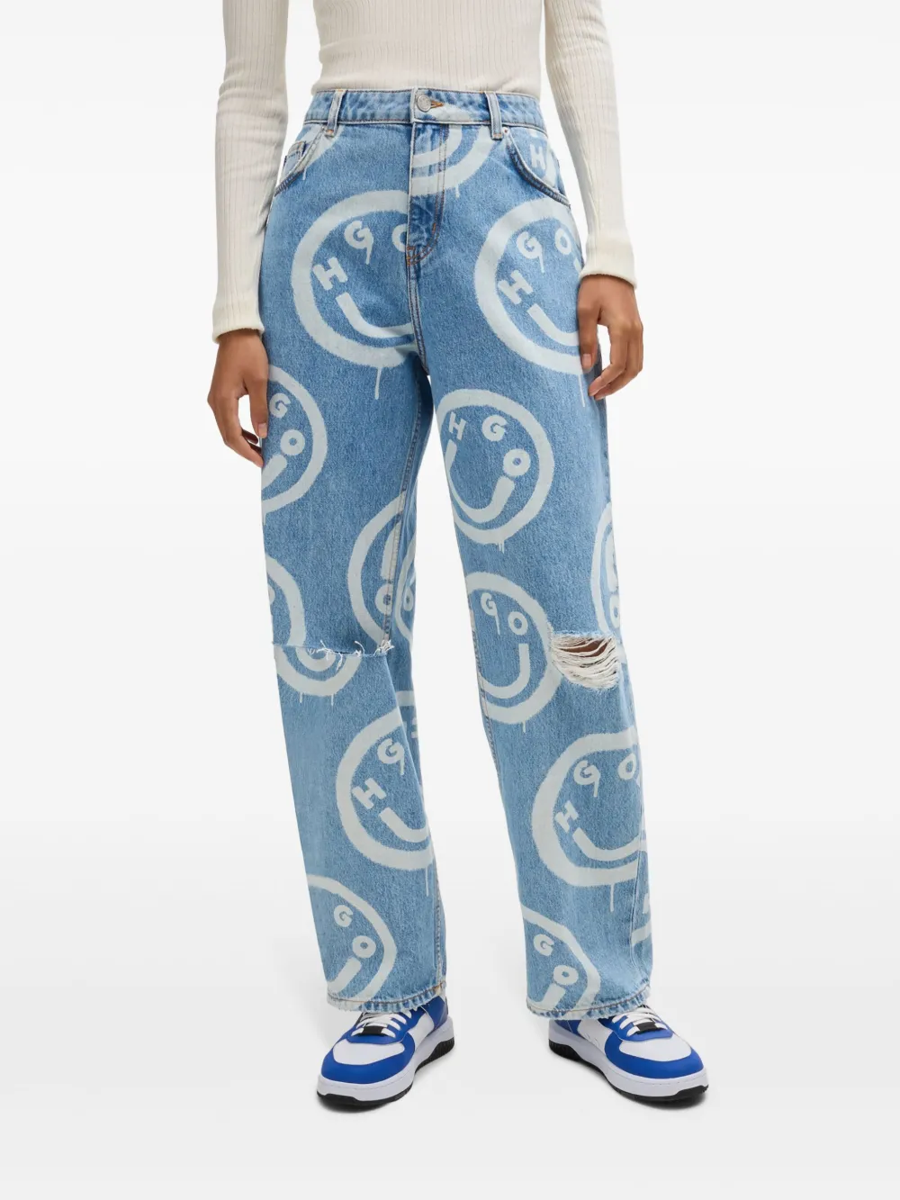 HUGO Jeans met grafische print Blauw