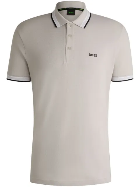 BOSS Camisa polo com listras na gola