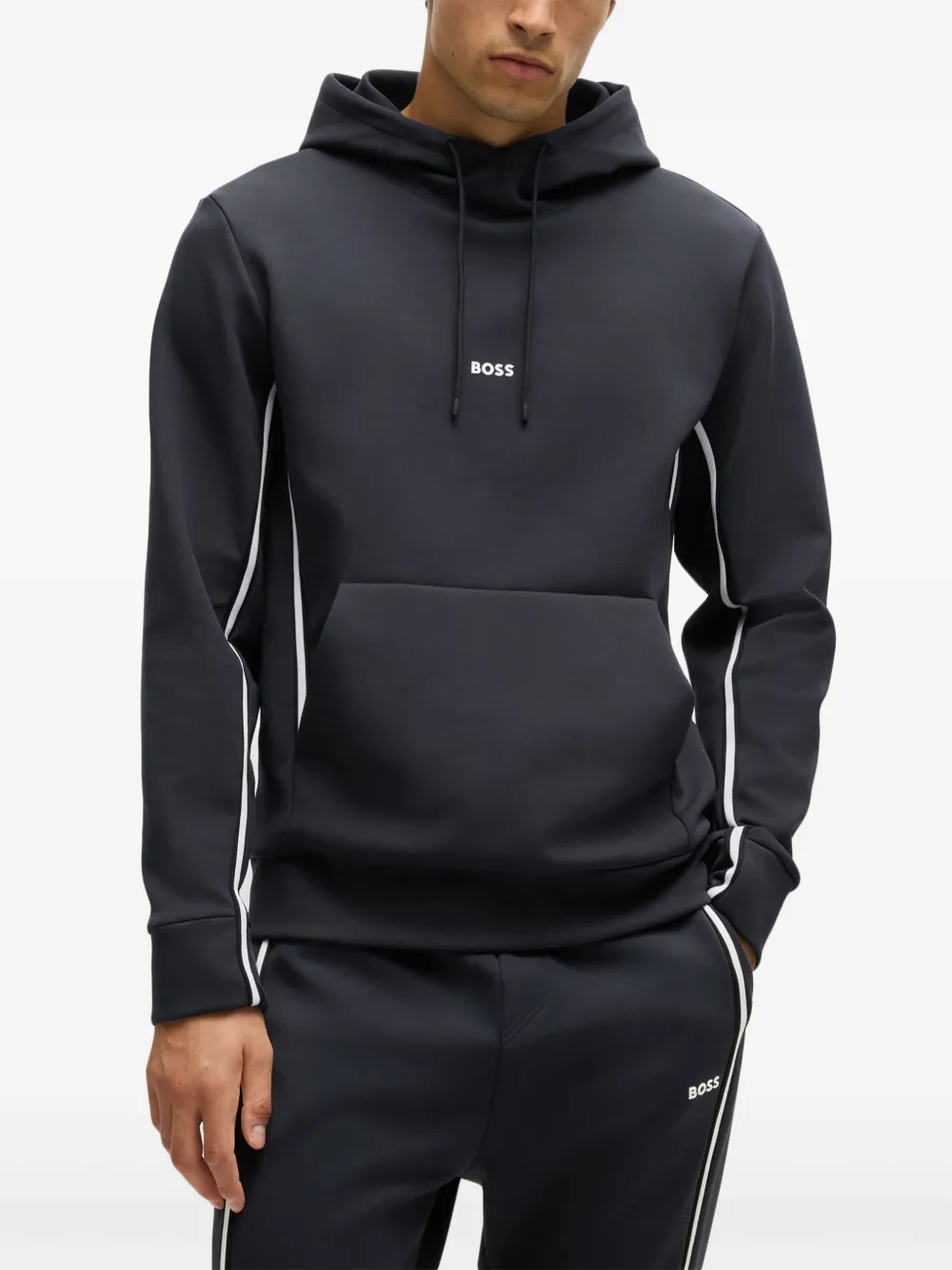 BOSS Hoodie verfraaid met band Blauw