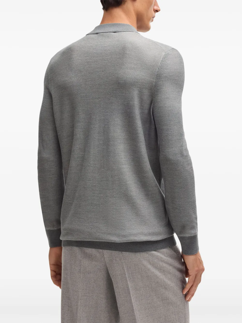 BOSS Zijden sweater met ronde hals Grijs