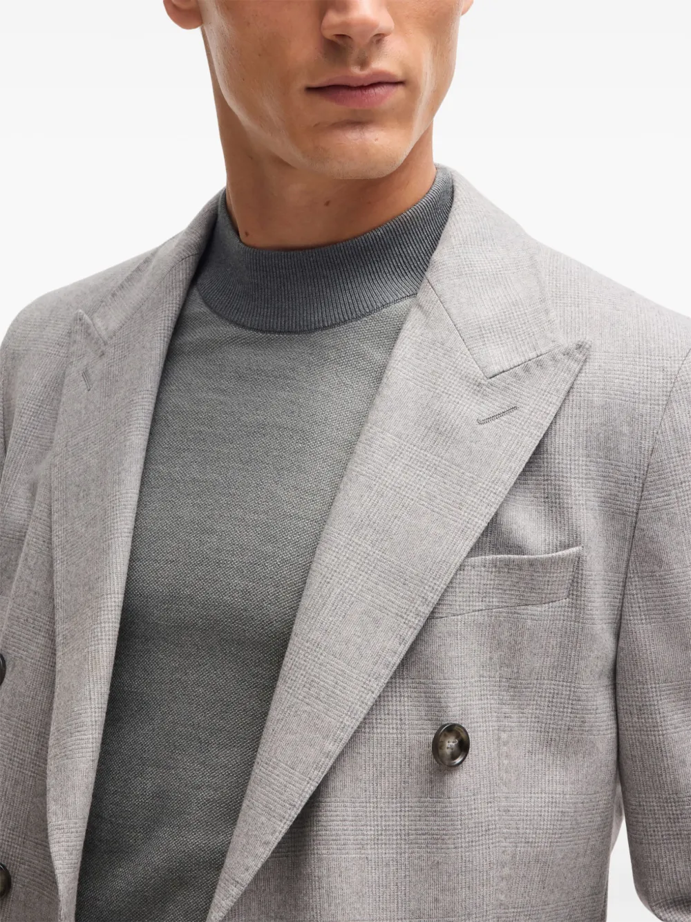 BOSS Zijden sweater met ronde hals Grijs