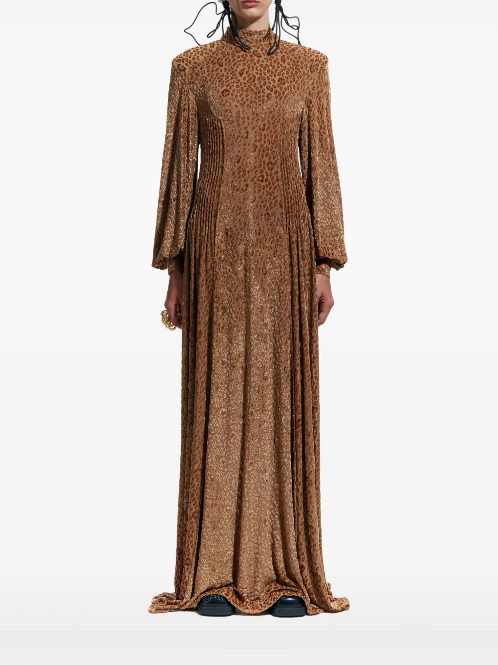 Bimba y Lola jacquard pleated maxi dress - Bruin