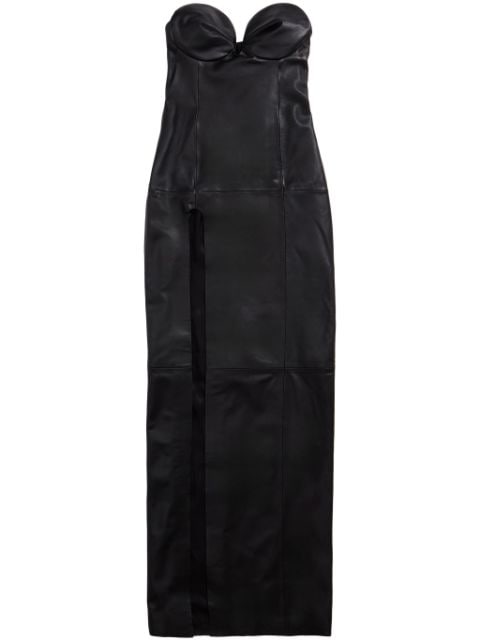 Bimba y Lola sweetheart-neck leather maxi dress