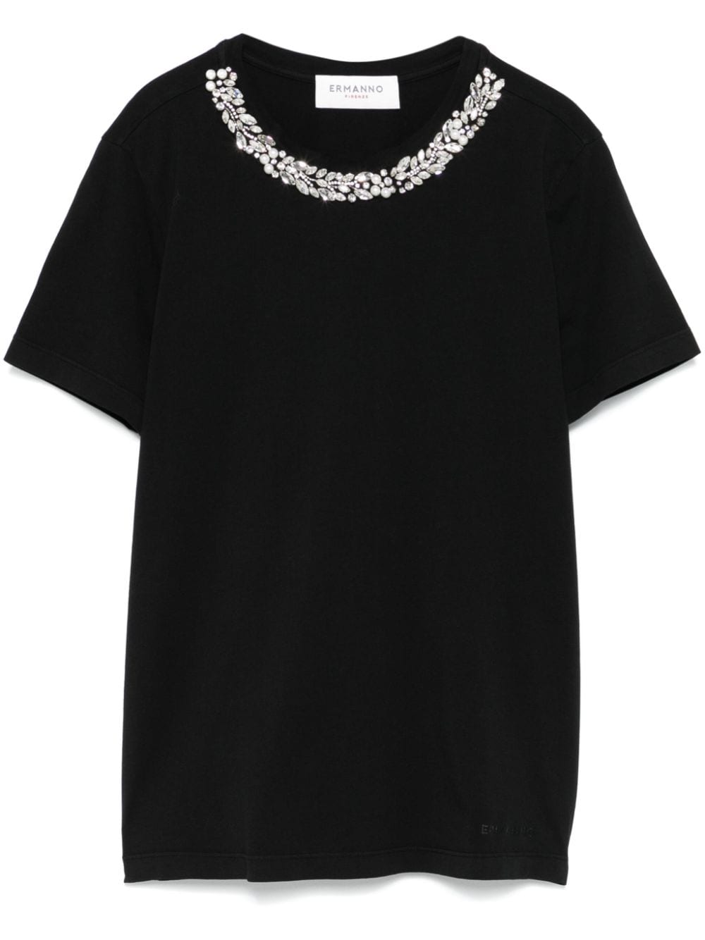 Shop Ermanno Firenze Crystal-embellished T-shirt In Black