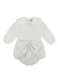 La Stupenderia lace collar bow detailing set - White